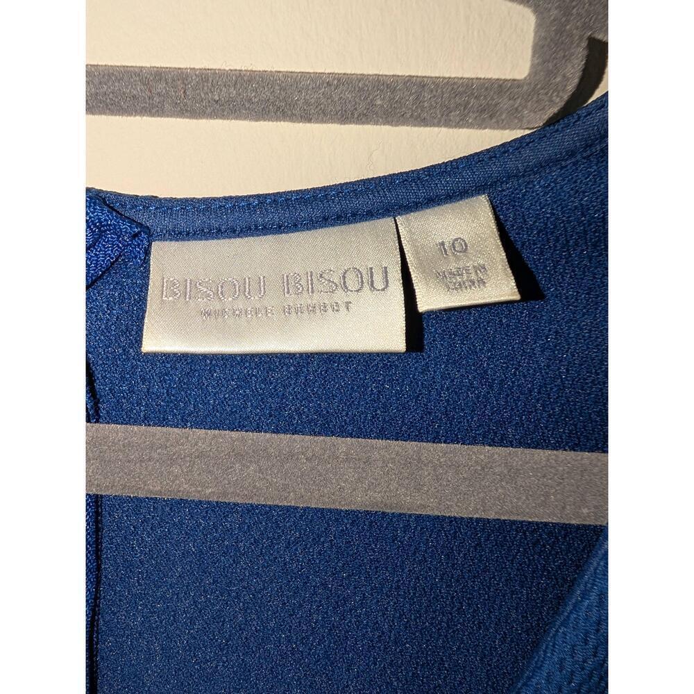 Bisou Bisou Dress Womens Size 10 Blue Sheath Short Sleeve V Neck - Picture 3 of 5